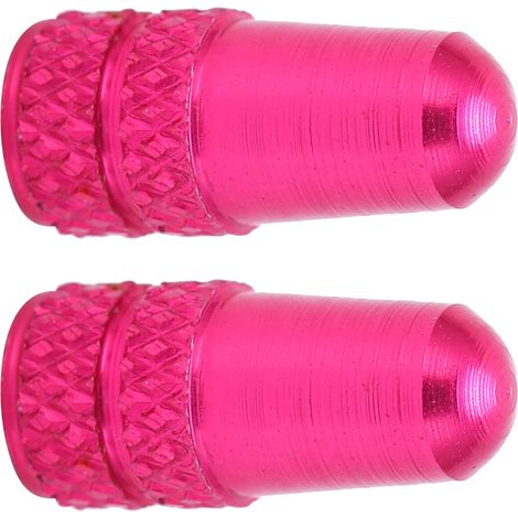 Lot de 2 bouchons de valve Presta pour vélo, en alliage d'aluminium, protection anti-poussière, rouge rose (1/5)