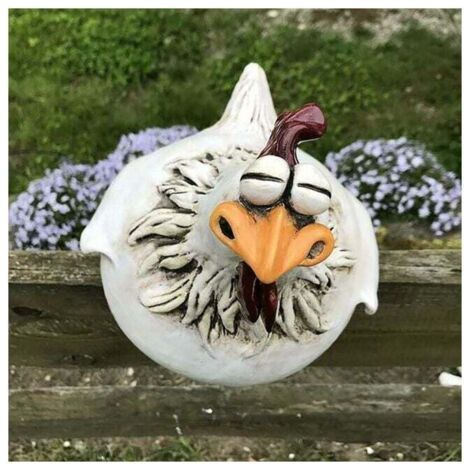 3 Pack Funny Chicken Fence Decor Statues for Garden Stairs Farmhouse Patio Backyard Resin Crafts Chicken Hen Sculpture Outdoor Statue Gift (1/4)