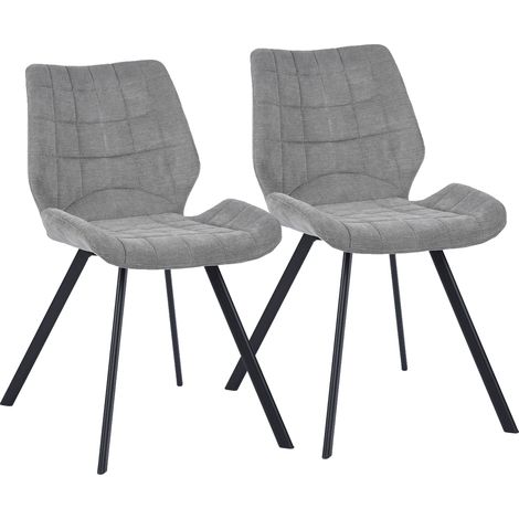Set 2 Sedie per Sala da Pranzo Sgabelli Tessuto Seduta Ergonomica Colore Grigio (1/5)