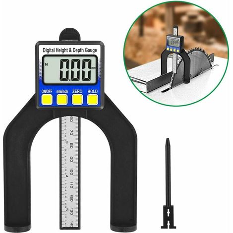 in 1 Depth Gauge Digital Depth Gauge/Altimeter 0-80mm Metric/Imperial Digital Tread Depth Gauge Ideal for Woodworking and Engineering (1/5)