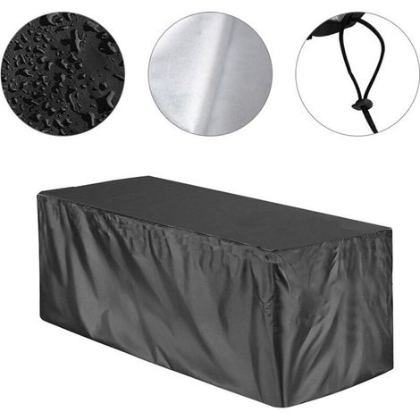 Housse de rangement imperméable pour jardin, housse de boîte de terrasse avec fermeture éclair, Oxford 210D, protection anti-UV – Rectangulaire (123x62x55cm) (1/5)