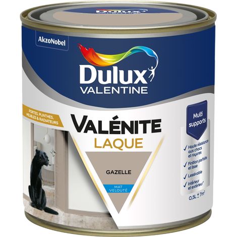 Dulux Valentine Peinture Laque Valénite Intérieur et Extérieur Multi-supports - Finition parfaite et lisse, Haute Résistance - Mat Gazelle 0,5 L