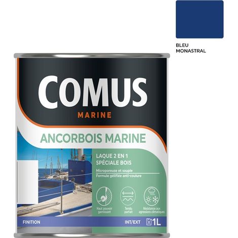 ANCORBOIS MARINE BLEU MONASTRAL 1L- Laque microporeuse pour la protection et la décoration des bois et dérivé (1/4)