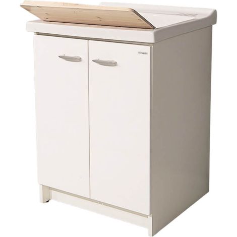 Mobile Lavatoio 63x60x87 cm 2 Ante Asse in Legno Montegrappa Acqua Marella Bianco Lucido (1/5)