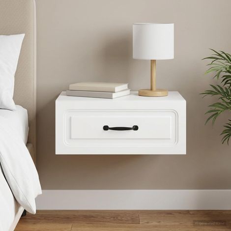 vidaXL Cabinet de chevet mural avec tiroir Blanc 49 x 34,5 x 20 cm (1/5)