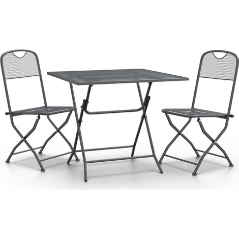 Maison Exclusive - Set da Pranzo per Giardino 3pz Rete Metallica Espansa Antracite (1/5)