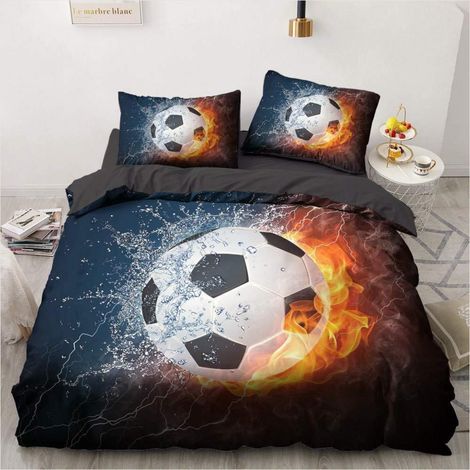 Fußball Bettwäsche 155x220 cm 3-teilig mit Reißverschluss, Mikrofaser