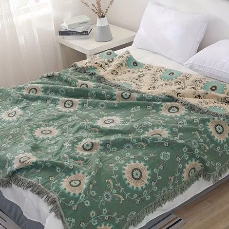 Manta bohemia ultrasuave 100% algodón, 150x200 cm, transpirable, para todas las estaciones, para sofá cama, cojín decorativo ligero con forma de perro. (1/5)