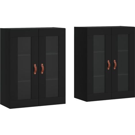 2 pcs Buffet，Bahut， Armoires murales noir bois d'ingénierie CFW23708 (1/5)