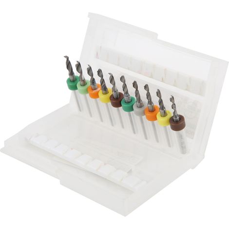 Lot de 10 forets micro hélicoïdaux, manche droit, carbure tungstène, pour réparation PCB, diamètre 2,1-3,0mm (1/5)