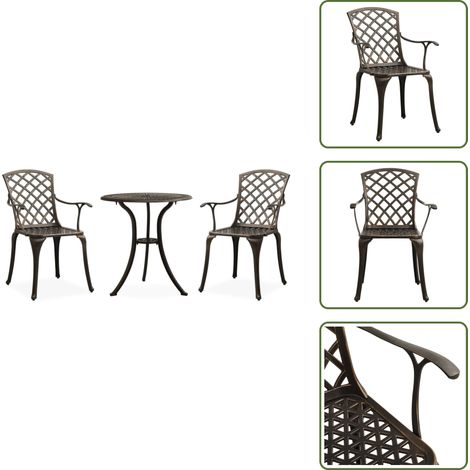 Ensemble de bistro 3 pcs Aluminium coulé Bronze - Ensemble De Bistro - Salon De Jardin - Meubles De Jardin - Table Et Chaises - Aluminium (1/5)