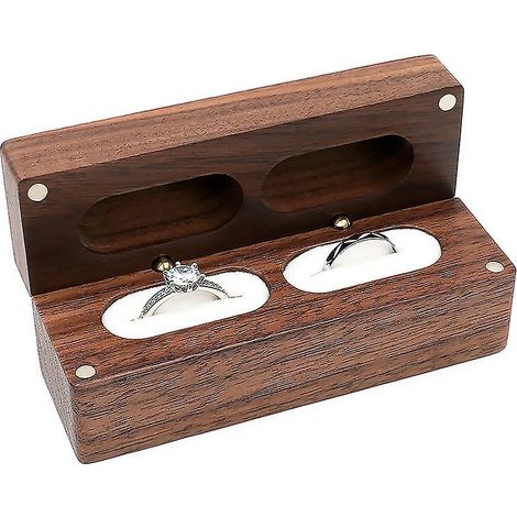 Gravierte Holzbox für Eheringe (ausgenommen Ringe), Holzbox für Ringe, Verlobungsringbox, Schmuckkästchen (1/5)