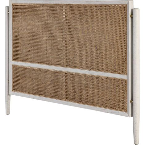Têtes de lit 160 x 6 x 110 cm Bois, Métal, Rotin - Blanc, Doré, Naturel (1/2)