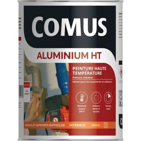 ALUMINIUM HAUTE TEMPERATURE Gris argent 3L - Peinture métallisée pour tuyauteries et radiateurs -COMUS (1/2)