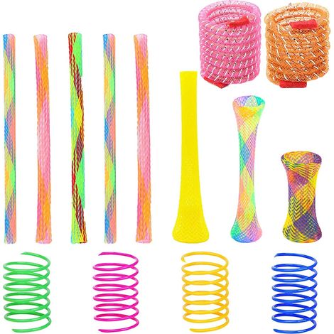 Lot de 37 jouets à ressort colorés pour chat, jouet à ressort et tube pour chat, bobine en plastique coloré pour chatons à secouer, mordre et chasser (couleur aléatoire) (1/5)