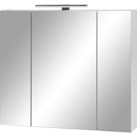 Armoire De Toilette avec Miroir, Matériau Dérivé du Bois, Blanc Mat, 80 x 74,4 x 16 cm (1/5)