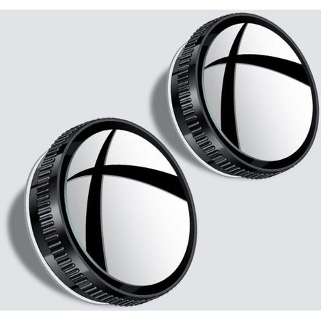 (Noir)Lot de 2 rétroviseurs d'angle de voiture en verre HD rond avec rétroviseurs convexe encadrés avec ventouse grand angle réglable pour voitures (1/5)