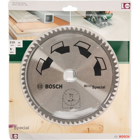 Bosch – Lame de scie circulaire 210 mm – Trou 30 mm – Z 64 – Pour bois massif et métaux non ferreux – Coupe nette sans éclat