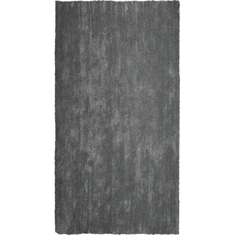 Tapis Poils Longs Shaggy Gris Foncé en Polyester et Coton Très Doux au Toucher pour Chambre ou Salon au Style Moderne 80 x 150 cm Beliani