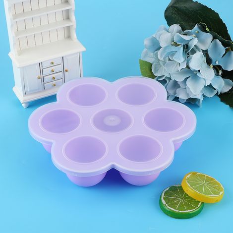 Moule à glaçons innovant en silicone à 7 cavités en forme de fleur avec couvercle - Ustensiles de cuisine (Violet) (1/5)