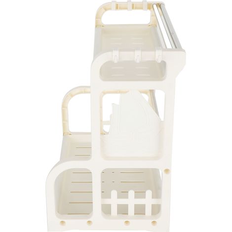 Etagère De Rangement Cuisine 2 Niveaux - Acier Inoxydable Et Plastique - Pour Epices Condiments Planche À Découper - 1 Pièce (1/5)