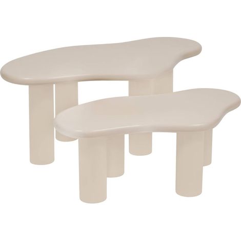 Lot de 2 Tables Basses Gigognes "Olao" 100cm Ivoire