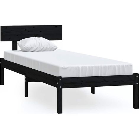 Maison Exclusive - Massivholzbett Schwarz Kiefer 90x190 cm (1/5)