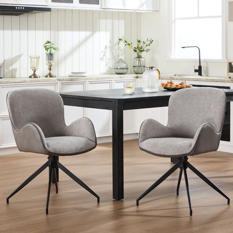 Wahson Set di 2 Sedie da Pranzo Girevoli, Poltroncine da Cucina Moderne Sedie Imbottite con Gambe in Ciniglia in Metallo Soggiorno/Ristorante/Sala da Pranzo, Grigio (1/5)