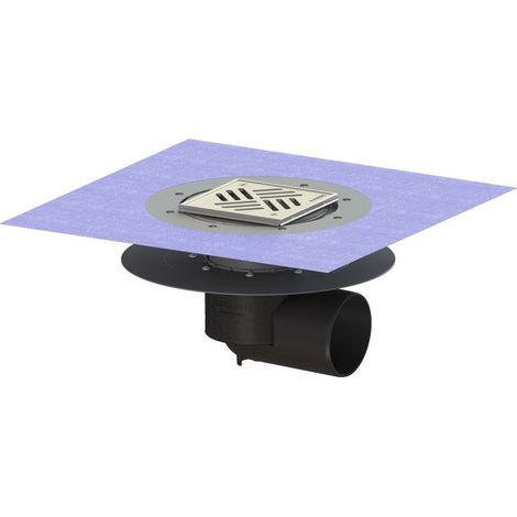 -Bodenablauf Ecoguss Klebeflansch DN 100, seitl., Variofix, Schlitzrost (1/2)