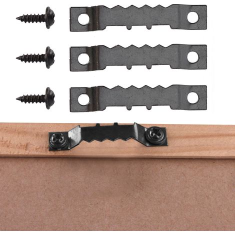 Gezahnte Haken (100 Stück) + Schrauben (200 Stück) – Doppelseitige, schwarze, gezahnte Aufhängehaken, selbstschneidendes Schraubenset aus Kohlenstoffstahl (1/5)