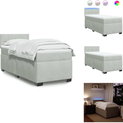 Boxspringbett mit Matratze Hellgrau 90x200 cm Samt - Boxspringbett - Boxspringbetten - Bett - Bett Mit Stauraum (1/5)