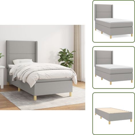 Boxspringbett mit Matratze Hellgrau 90x200 cm Stoff - Boxspringbett - Doppelbett - Bettenrahmen - Lattenrost - Matratze (1/5)
