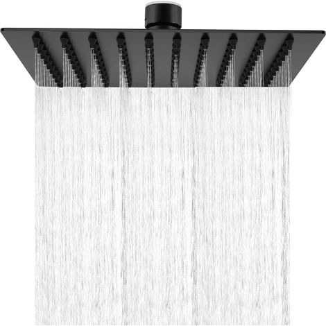 Kopfbrause 8 Zoll Edelstahl 304, Regendusche mit Selbstreinigenden Düsen, Mattschwarz (1/5)