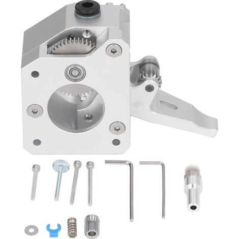 Doppelzahnrad-Extruder für Prusa i3 Mk3 3D-Drucker – Linkshänderversion in Silbermetall (1/5)