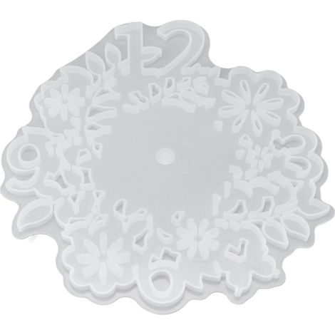 Moule en Silicone pour Horloge Décorative Motif Botanique Blanc - DIY Artisanat Cadeau Créatif Maison (1/5)