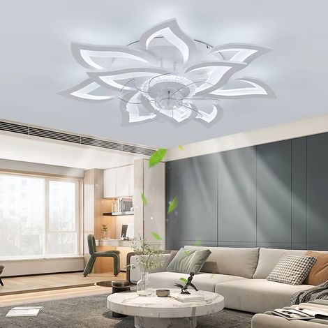 Ventilateur plafond 10 pales – Double éclairage – 6 vitesses – Blanc – Grande pièce