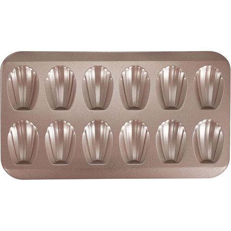 12 moldes de acero al carbono antiadherentes con forma de concha para magdalenas (1/2)