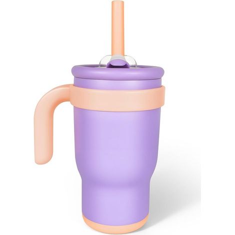 Gobelet enfant 420 ml (14 oz), violet, anti-fuite, avec couvercle en silicone et base antidérapante, idéal au quotidien et en déplacement. (1/5)