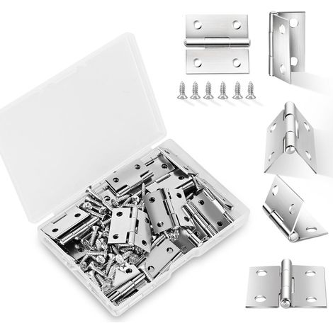 14 Sets kleiner Scharniere mit Schrauben, Scharniere für Schmuckkästchen (silber), Mini-Scharniere (für Holzkästchen), Mikro-Klappscharniere, kleine Metallscharniere