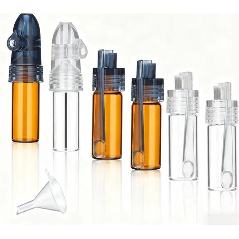 Distributeur de poudre, 3 pièces, transparent, ensemble de 3 épices brunes en poudre, mini saupoudreuse à épices portable, avec cuillère et entonnoir, 2 modèles, idéal pour les voyages, les activités (1/5)