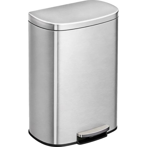 Seau à déchets de cuisine, fonctionnement à pédale, design gain de place, Gris Clair (1/2)