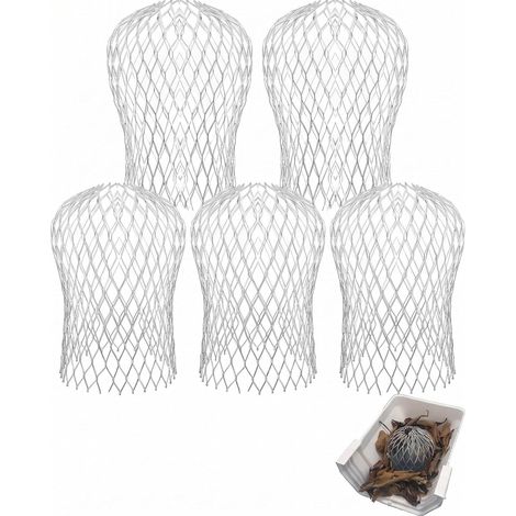 Crapaudine de Gouttière, 5 Pièces Grille Filtre Anti-Feuilles Ø 3–15 cm, Montage Sécurisé Sans Outil, Anti-Colmatage (1/5)