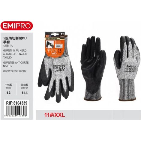 Guanti da Lavoro Livello 5 taglia XXL/11 colore nero/grigio (1/4)