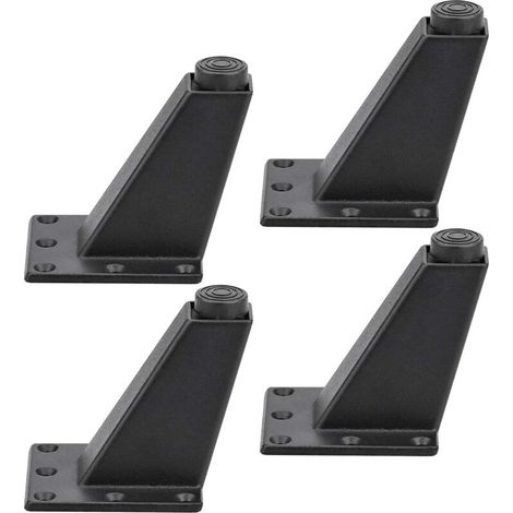 4 Pièces Pieds Réglables Meubles Jambes Cuisine Jambes Worktop Bar TV Bureau Table Jambes, Pieds Meubles Alliage d'Aluminium, pour Canapé Table Armoires éTagèRes, Facile à Installer, Noir-DOU (1/4)