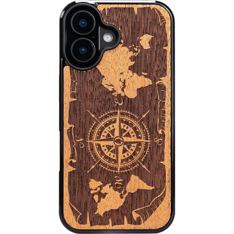 Custodia in legno Bewood per iPhone 17, Rosa dei Venti, Merbau (1/5)