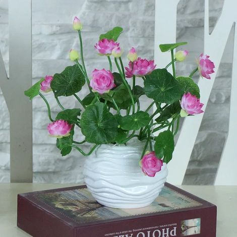 Mini lotus artificiels en soie, 4 couleurs de vert, décoration pour la maison, l'hôtel, le jardin ou la table. Fleurs artificielles.-AquaForge (1/5)