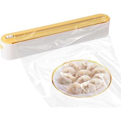 Magneétique Coupe Film Alimentaire - Élégant blanc et jauneDistributeur & Dérouleur Pour Papier Aluminium Et Film Alimentaire, Pratique Coupe Lisse Sans Perçage, Organisateur De Cuisine (1/5)