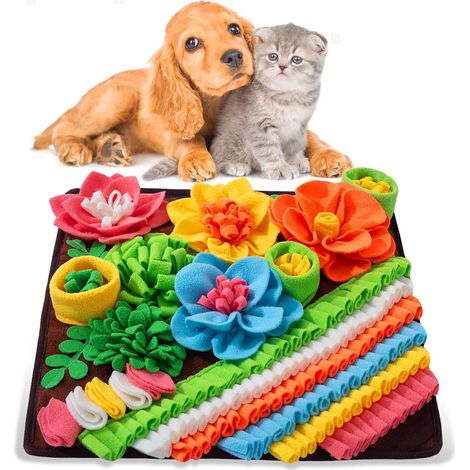 Tapis à renifler pour Chien, 39 39CM Tapis de Fouille Alimentation Lente, Tapis Reniflant Formation d’Animaux Lavable en Machine Pliable pour Lapin, Chat, Chien (Brun) (1/5)