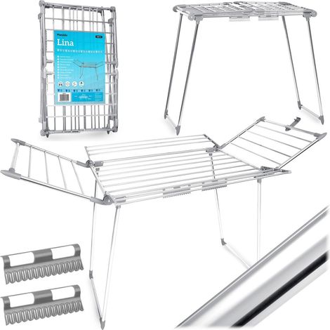 Tendedero plegable y de pie con tendedero de acero inoxidable de 22 m