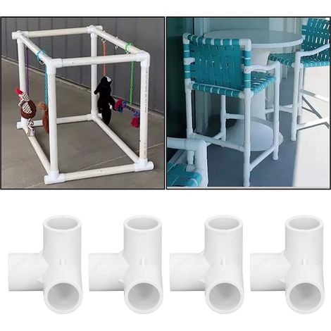 20-mm-PVC-Dreikant-T-Stück für Wasserzu- und Abwasserleitungen, geeignet für Möbel, Gewächshaus- und Zeltanschlüsse. Weiß. (1/5)